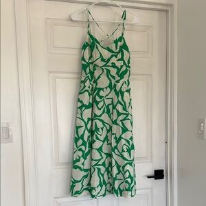 Print Green and White Dress
